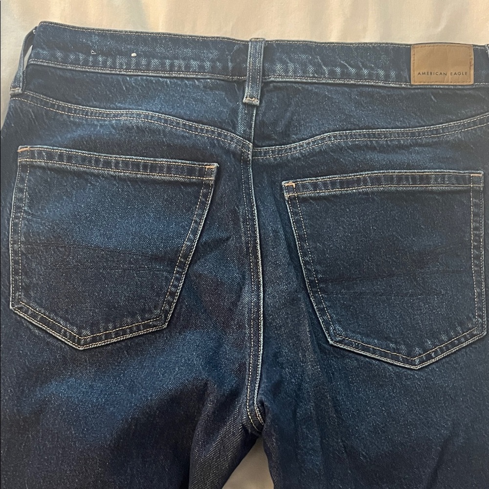 American Eagle Outfitters Women's High Rise Ankle Straight Dark Indigo Jeans